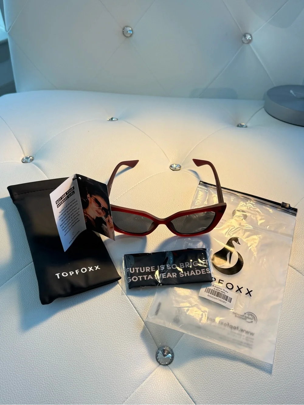 Topfoxx Sophia Burgundy Cat Eye Sunglasses Retro Old Hollywood Style
